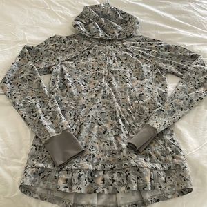 Lululemon pullover with hood. Size 2. Grey with white and cream specks.